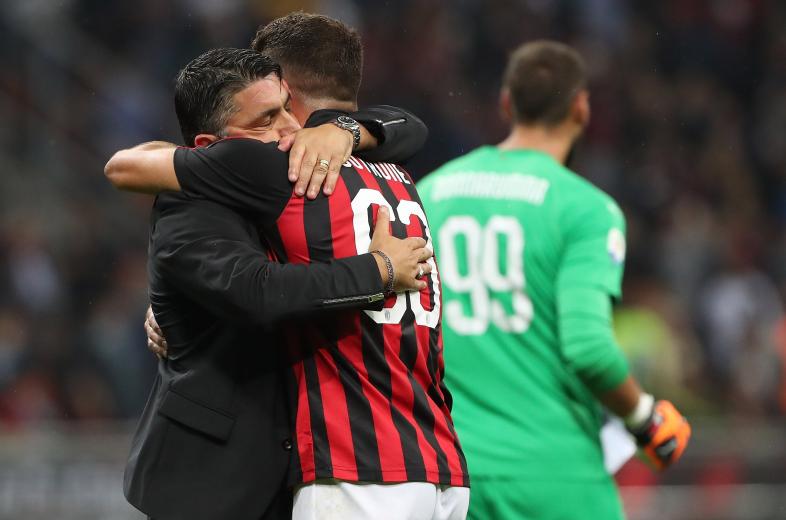 Gennaro Gattuso et Patrick Cutrone lors d'AC Milan - AS Rome / Serie A