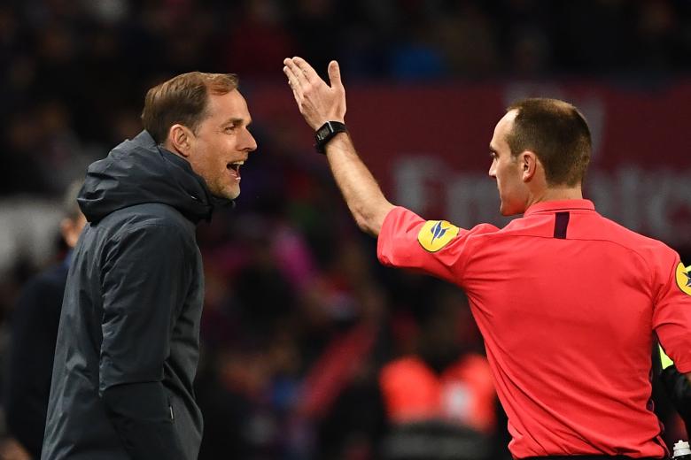 Thomas Tuchel lors de la rencontre PSG-Strasbourg / Ligue 1
