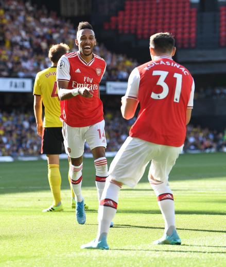 Pierre-Emerick Aubameyang buteur pour Arsenal à à Watford en Premier League le 15 septembre 2019