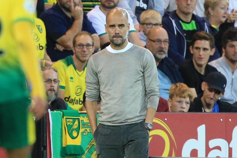 Pep Guardiola lors de Norwich - Manchester City en Premier League le 14 septembre 2019