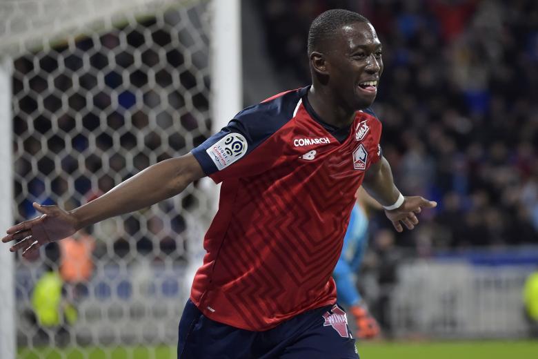 Boubakary Soumare fête son but inscrit à Lyon avec Lille, le 5 mai 2019