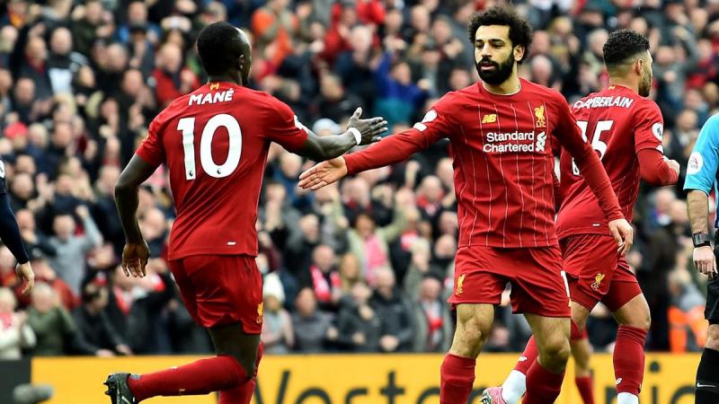 Mohamed Salah et Sadio Mane lors de Liverpool - Bournemouth en Premier League le 7 mars 2020