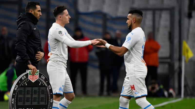 Thauvin remplace Payet lors de Marseille - Amiens en Ligue 1 le 6 mars 2020
