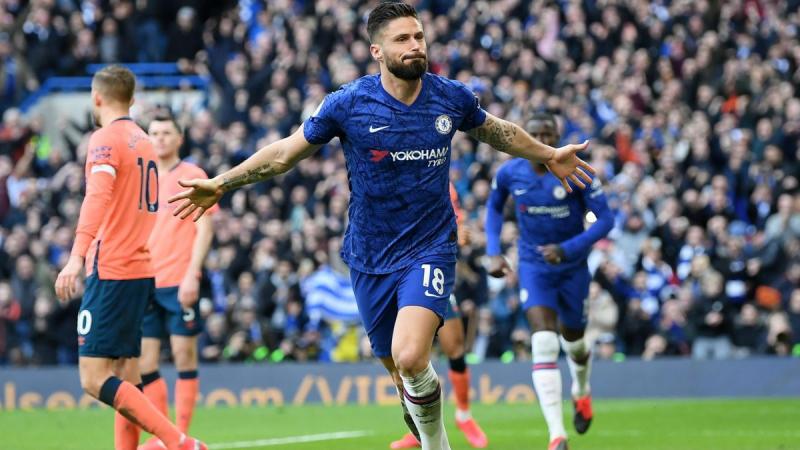 Olivier Giroud (Chelsea) célèbre son but contre Everton